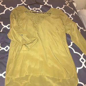 Green blouse- very flattering